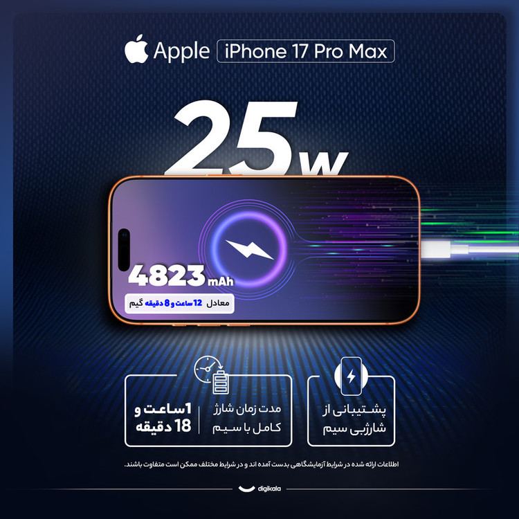 محصول نمونه تستی گوشی موبایل اپل مدل iPhone 17 Pro Max ZAA تک سیم کارت + eSim ظرفیت 256 گیگابایت و رم 12 گیگابایت - نات اکتیو