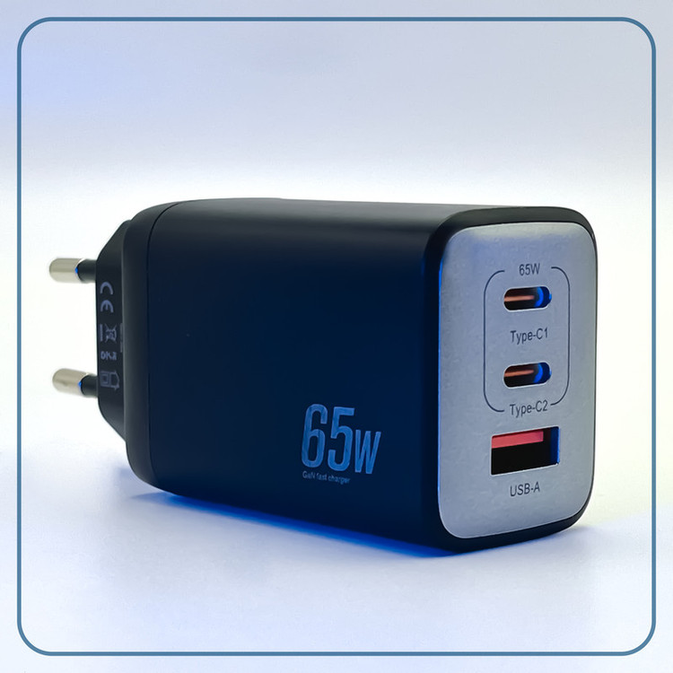 محصول نمونه تستی شارژر دیواری 65 وات 3 پورت وونک مدل PD65w به همراه کابل USB-C